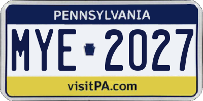 PA license plate MYE2027