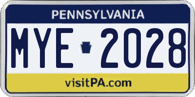 PA license plate MYE2028