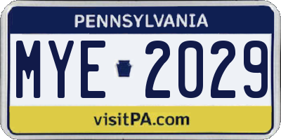 PA license plate MYE2029