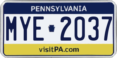 PA license plate MYE2037