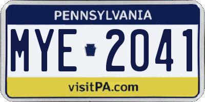 PA license plate MYE2041