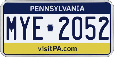 PA license plate MYE2052