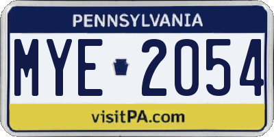 PA license plate MYE2054