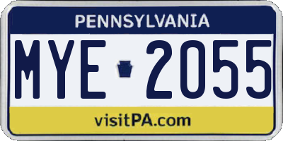 PA license plate MYE2055
