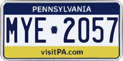 PA license plate MYE2057