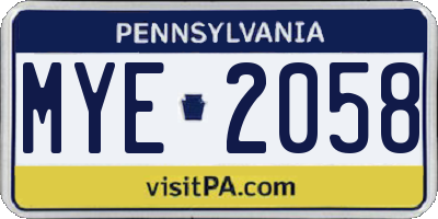 PA license plate MYE2058