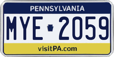 PA license plate MYE2059