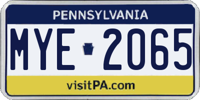 PA license plate MYE2065