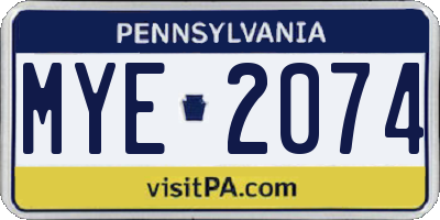 PA license plate MYE2074