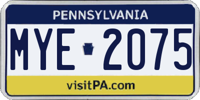 PA license plate MYE2075