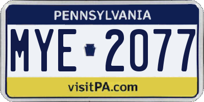 PA license plate MYE2077
