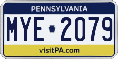 PA license plate MYE2079