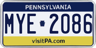PA license plate MYE2086