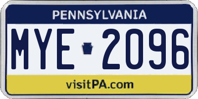 PA license plate MYE2096