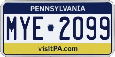 PA license plate MYE2099