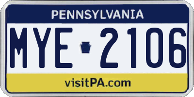 PA license plate MYE2106