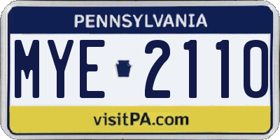 PA license plate MYE2110