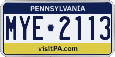 PA license plate MYE2113