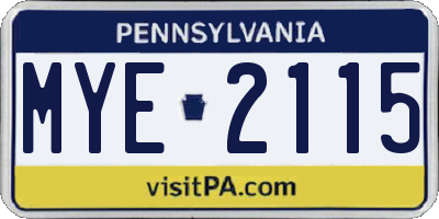 PA license plate MYE2115