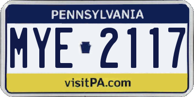 PA license plate MYE2117