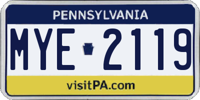 PA license plate MYE2119