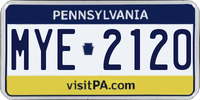 PA license plate MYE2120