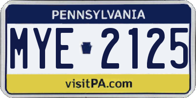 PA license plate MYE2125