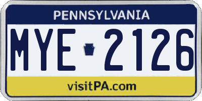 PA license plate MYE2126