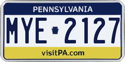 PA license plate MYE2127