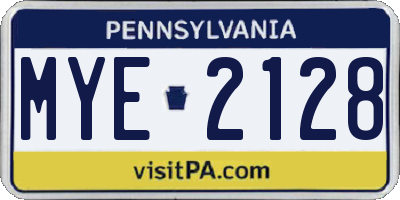 PA license plate MYE2128