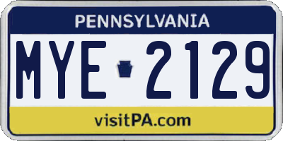 PA license plate MYE2129