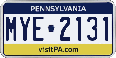 PA license plate MYE2131