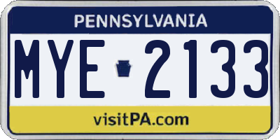 PA license plate MYE2133