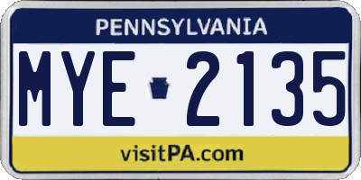 PA license plate MYE2135