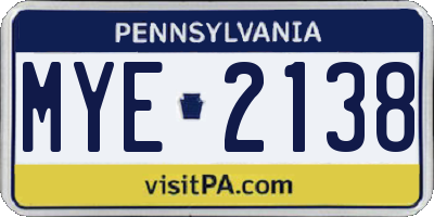 PA license plate MYE2138
