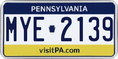 PA license plate MYE2139