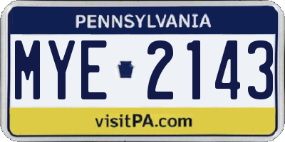 PA license plate MYE2143