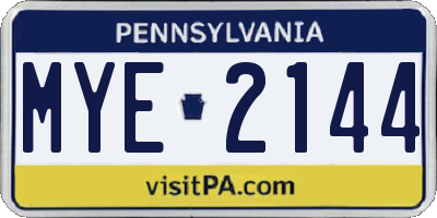 PA license plate MYE2144