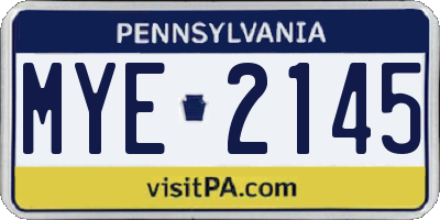 PA license plate MYE2145