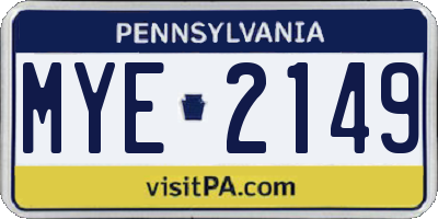 PA license plate MYE2149