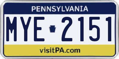 PA license plate MYE2151