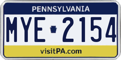 PA license plate MYE2154