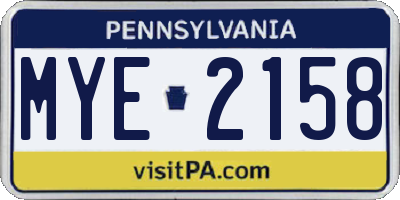 PA license plate MYE2158
