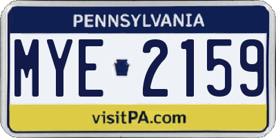 PA license plate MYE2159
