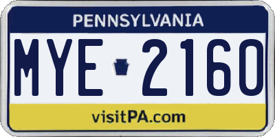 PA license plate MYE2160