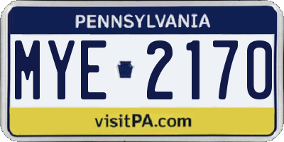PA license plate MYE2170