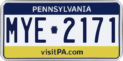 PA license plate MYE2171