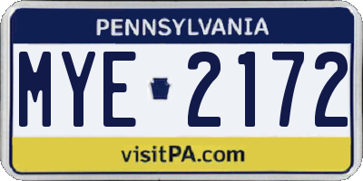 PA license plate MYE2172