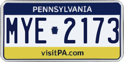 PA license plate MYE2173