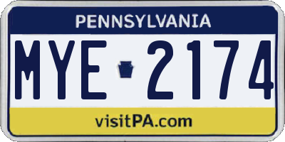 PA license plate MYE2174